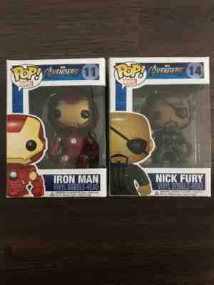 Pop! Iron Man 11 And Nick Fury 14 Rare New Vinyl Bobblehead