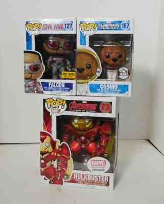 Funko Pop! Marvel Hulkbuster, Falcon, Cosmo Exclusives