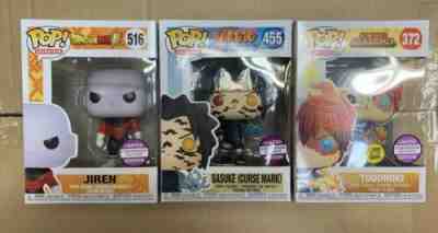 Funko POP ! Convention Exclusive Set 3 Jiren, Todoroki GITD & Sasuke Curse mask