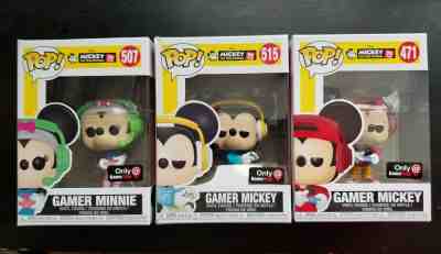 Funko (3) Gamestop Exclusives - Gamer Mickey #471, #515 and Gamer Minnie #507 