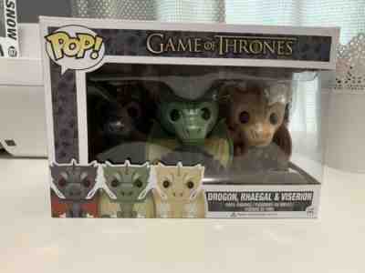 Funko Pop Drogon Rhaegal Viserion 3 Pack Non Metallic Game Of Thrones AUTHENTIC