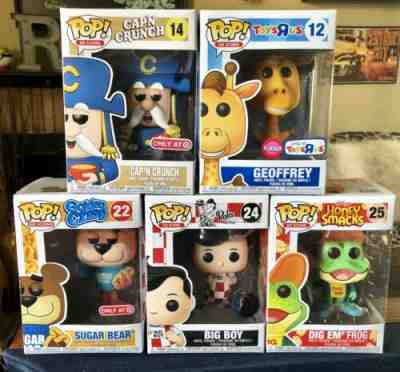 Funko Pop! Ad Icons Lot Of 5 Geoffrey Cap’n Crunch Big Boy Dig Em Sugar Bear