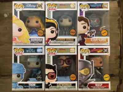 Lot of 6 Funko POP! Chases Wonder Woman Catwoman Wasp Tron Star Lord Aurora