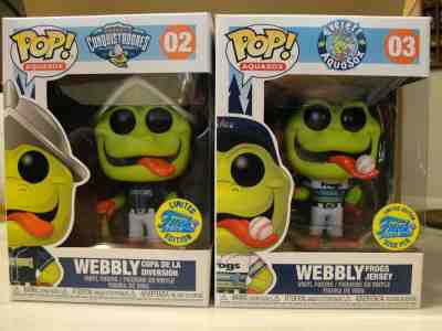 Funko Pop #02 Conquistadores Everett Aquasox SGA & Webbly #03 Frogs Jersey Lot2