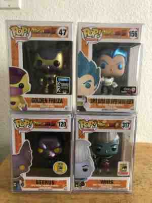 Funko POP ! DragonBall Z Metallic Whis , Beerus, SSGSS Vegeta & Golden Frieza