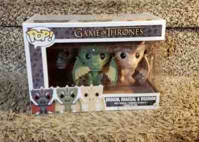 Game of Thrones FUNKO Pop DROGAN RHEAGAL VISERION 3 Pack Dragons w/ Case SALE