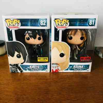 Funko POP! Sword Art Online KIRITO & ASUNA #81/#82 HOT TOPIC EXCLUSIVE NEW!