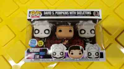 Funko POP SNL GITD David S Pumpkins w/ Skeletons 3 Pack Funko Shop Exclusive NEW