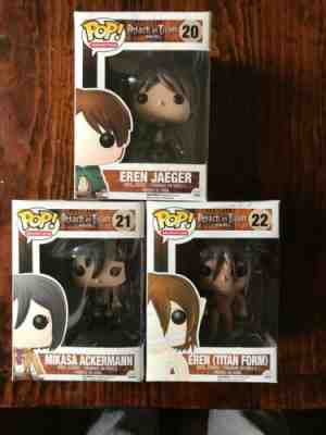 Funko POP! Attack on Titan: Eren Jaeger 20, Mikasa Ackermann 21, Eren 22 (Titan)