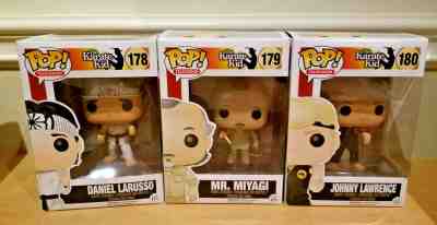 Funko Pop! Karate Kid Set of 3. Daniel LaRusso, Miyagi, Johnny w/protectors