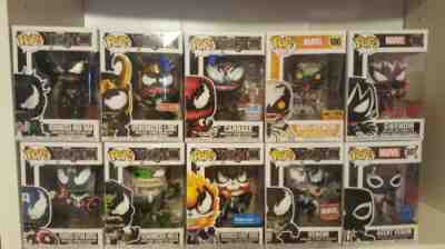 Funko pop lot of Venom: Ex Ghost rider, NYCC 2018 Carnage, Loki, PIAB, Marvel CC