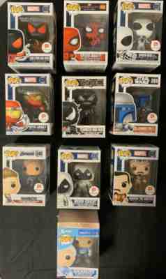 Funko Pop Walgreens Ex Lot Of 10 Spider-Man Venomized Hawkeye Jango Moon Kraven