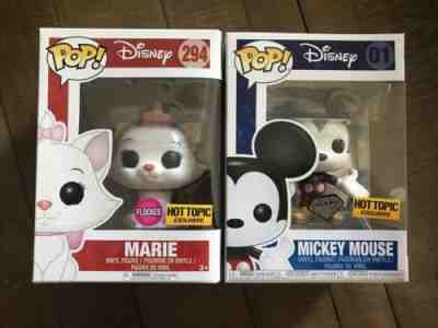 POP! Disney: Marie Flocked, Mickey Mouse Diamond Collection Hot Topic Exclusive