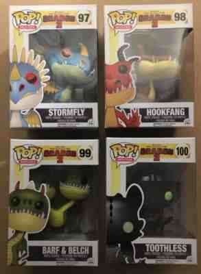 Funko Pop How to Train Your Dragon Lot Stormfly Hookfang Barf & Belch Toothless