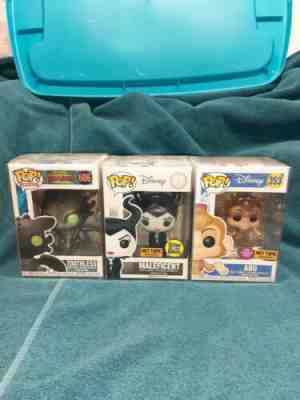 Maleficent GID Hot Topic Exclusive, Abu Flocked Hot Topic, & Toothless Funko Pop