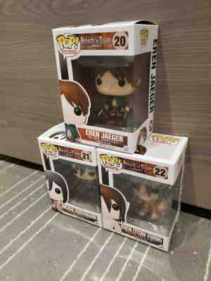 Funko POP! Attack on Titan: Eren Jaeger 20, Mikasa Ackermann 21, Eren 22 (Titan)