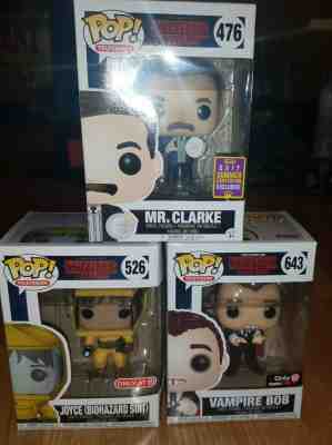 Funko Pop Stranger Things Lot Biohazard Joyce Mr Clarke Vampire Bob Exclusive