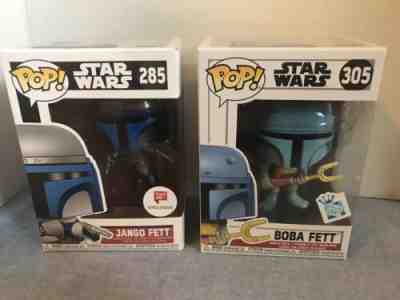 Funko Pop Jango Fett & Boba Fett Set/ Rare/vaulted Mandalorian Star Wars Disney