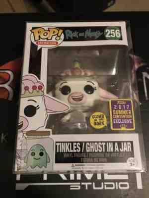 Funko Pop SDCC Rick And Morty Tinkles Ghost In A Jar #256 GITD EXC w/ Protector