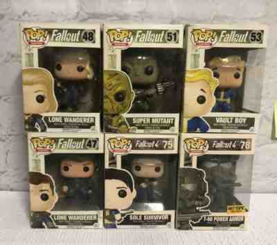 Funko Pop - Lot of 6, FALLOUT; Lone Wanderer, Mutant, Sole Survivor, Power Armor