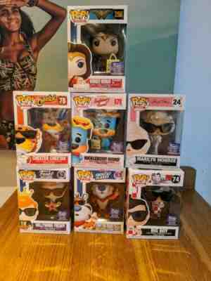 Funko Pop Hollywood Grand Opening Exclusives Set Of 7 With Box in hand