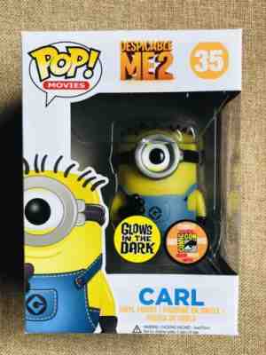 FUNKO CARL MINION DESPICABLE ME pop vinyl Movies #35 SDCC 2013 GITD LE1008 + PP