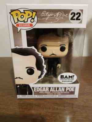 FUNKO POP ICONS #22 EDGAR ALLAN POE WITH RAVEN BAM EXCLUSIVE will double box 