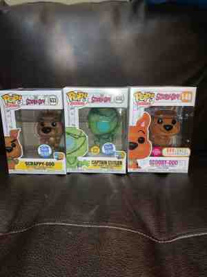 SCRAPPY DOO & GITD CAPTAIN CUTLER FUNKO EXCLUSIVE ALSO SCOOBY DOO FLOCKED BOX LU