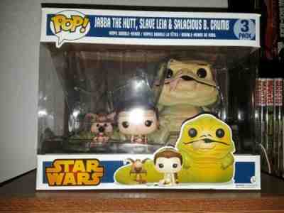 Funko Pop Vinyl Star Wars Jabba The Hutt Slave Leia Salacious Crumb 3 Pack RARE!