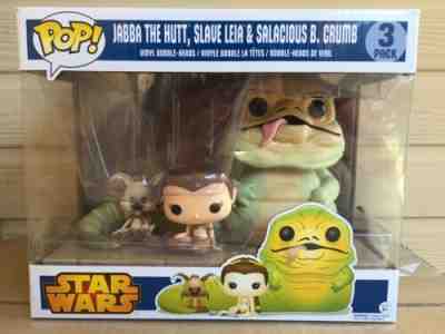 Funko Pop! Star Wars Slave Leia, Jabba the Hutt Salacious B Crumb 3-pack *RARE