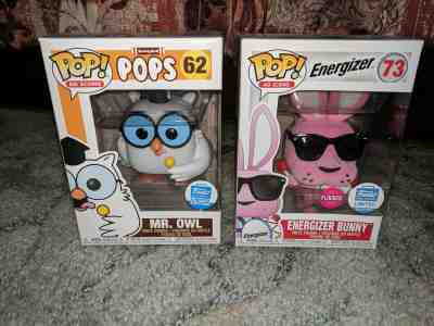 FUNKO POP AD ICONS FLOCKED ENERGIZER BUNNY AND MR. OWL IN PROTECTORS RARE