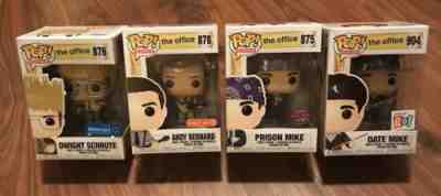 FUNKO POP LOT Of 4 OFFICE PRISON DATE MIKE DWIGHT ANDY BERNARD HOT TOPIC WALMART