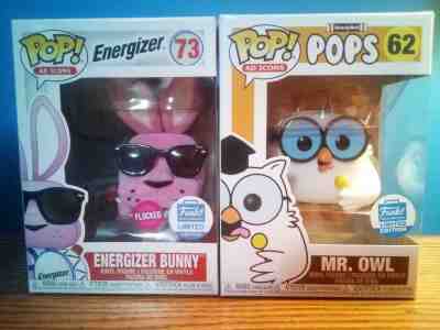 Funko Pop Ad Icons ENERGIZER BUNNY (FLOCKED) & MR. OWL! Funko Shop Exclusives!