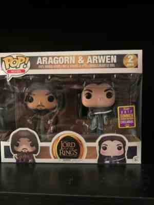 Funko Pop Lord Of The Rings Aragorn And Arwen 2 Pack SDCC 2017 Summer Convention