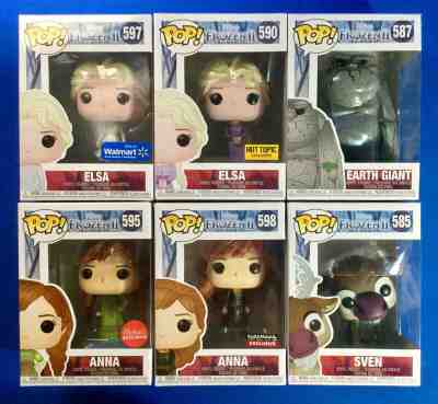 Funko Pop Disney Frozen 2 Anna, Elsa Exclusives, Sven & Earth Giant 