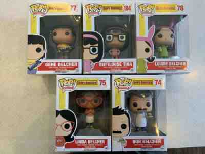 Bob’S Burgers Funko Pop! Lot Of 5 Belcher Family #74, 75, 77, 78, 104