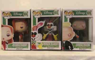 Funko Pop! Who Frames Rodger Rabbit Lot Rodger, Jessica Rabbit, And Judge Doom