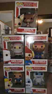 Funko Pop Set Of 5 Rudolph the Red Nosed Reindeer Hermey Santa Cornelius Bumble