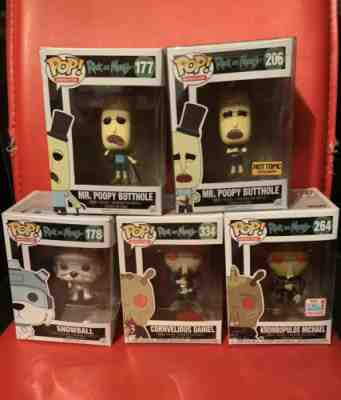 Funko POP! Rick And Morty Poopy Butt 206 Exc 177 Snowball 178 Kromb 264 Corn 334