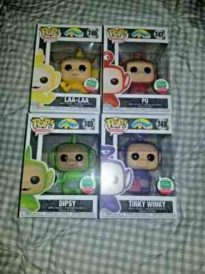 Lot of 4 Funko Pop Teletubbies Laa Laa, Tinky Winky, Dipsy, Po w/protectors 