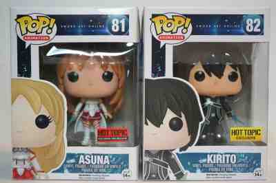 Funko POP! Sword Art Online KIRITO & ASUNA #81/#82 HOT TOPIC EXCLUSIVE NEW!