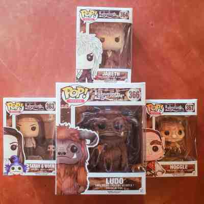 Funko Pop! - The Labyrinth - SET - Jareth, Sarah & Worm, Hoggle, and Ludo