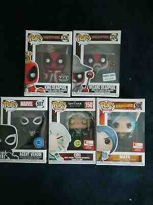 Funko Pop! Set of 5 DEADPOOL FYE & BN Exclusive, AGENT VENOM, CIRI and MAYA, New