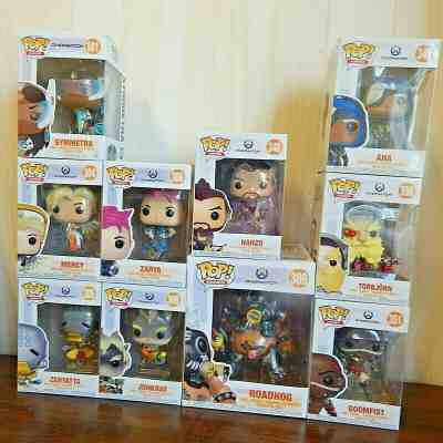 Lot of 10 Overwatch Funko Pops, HANZO, ZENYATTA, ANA, ZAYRA, JUNKRAT, SYMMETRA