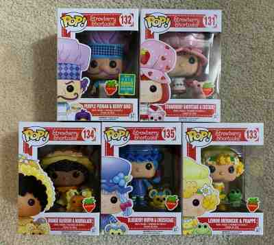 ????Funko Pop Set Of 5 Strawberry Shortcake Purple Pieman Lemon Meringue #131-135 