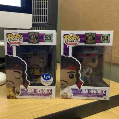 Funko Pop Jimi Hendrix Montrerrey Burning FYE Exclusive And Woodstock Bundle