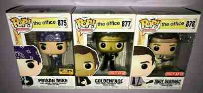 3x Funko POP THE OFFICE PRISON MIKE / GOLDENFACE / ANDY BERNARD *NEW EXCLUSIVES*