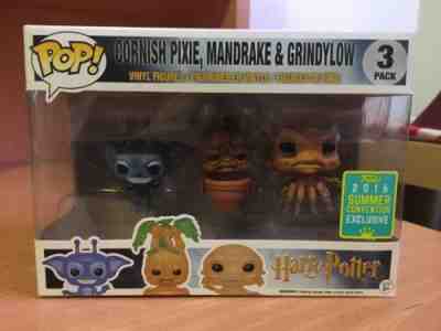 Funko Pop Harry Potter 3 Pack Cornish Pixie Mandrake Grindylow Set SDCC 2016