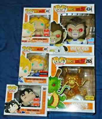 FUNKO POP SDCC DEAD YAMCHA /NYCC GREAT APE VEGETA /SHENRON /VEGITO /BROLY LOT