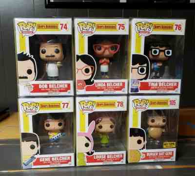 Funko Pop! Bob's Burgers set Bob Linda Tina Gene Louise Burger Suit Gene